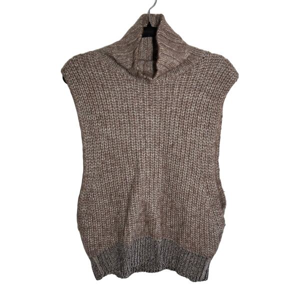 Kate Spade Saturday Wool Alpaca Brown Sleeveless Sweater Turtleneck Size Large - Picture 1 of 12